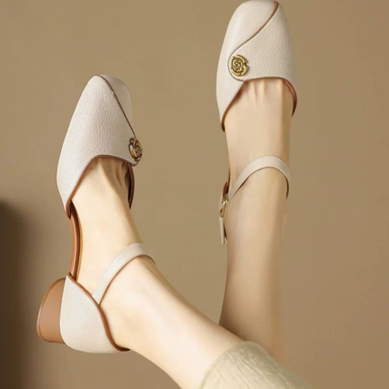 Damen Sling-Sandalen Elegant mit Knöpfen Sommermode