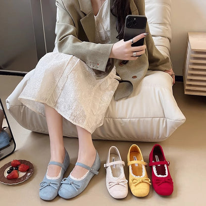 Damen Ballerinas mit Riemen und Spitze Elegant