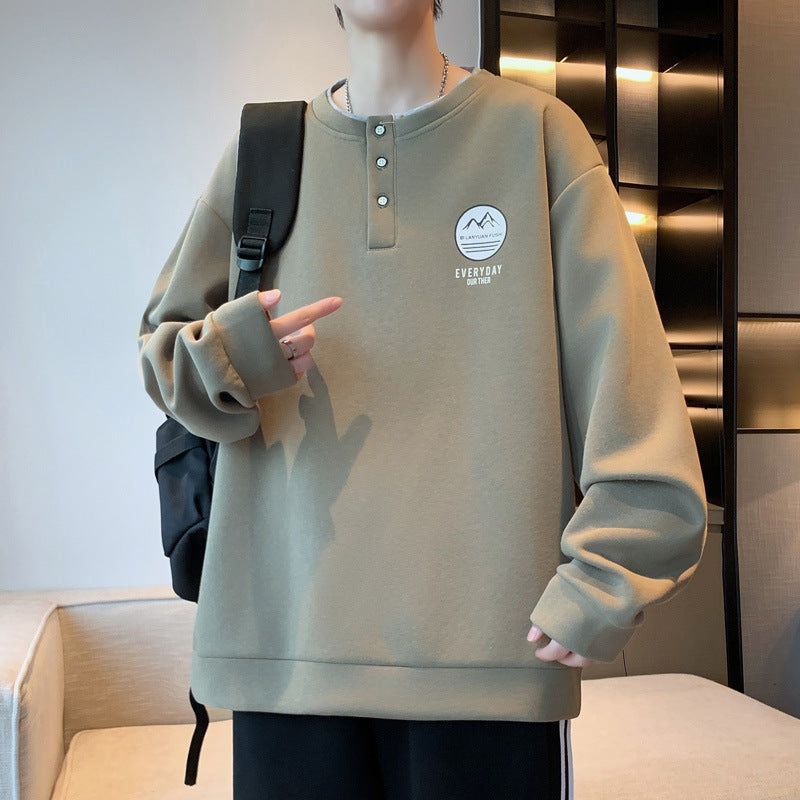 Herren Pullover Langarm Lässig mit Knopf Berlin Style