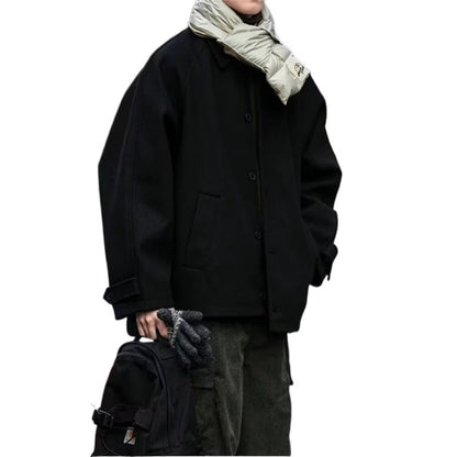 Herren Oversize Jacke Modern mit Knöpfen und Taschen