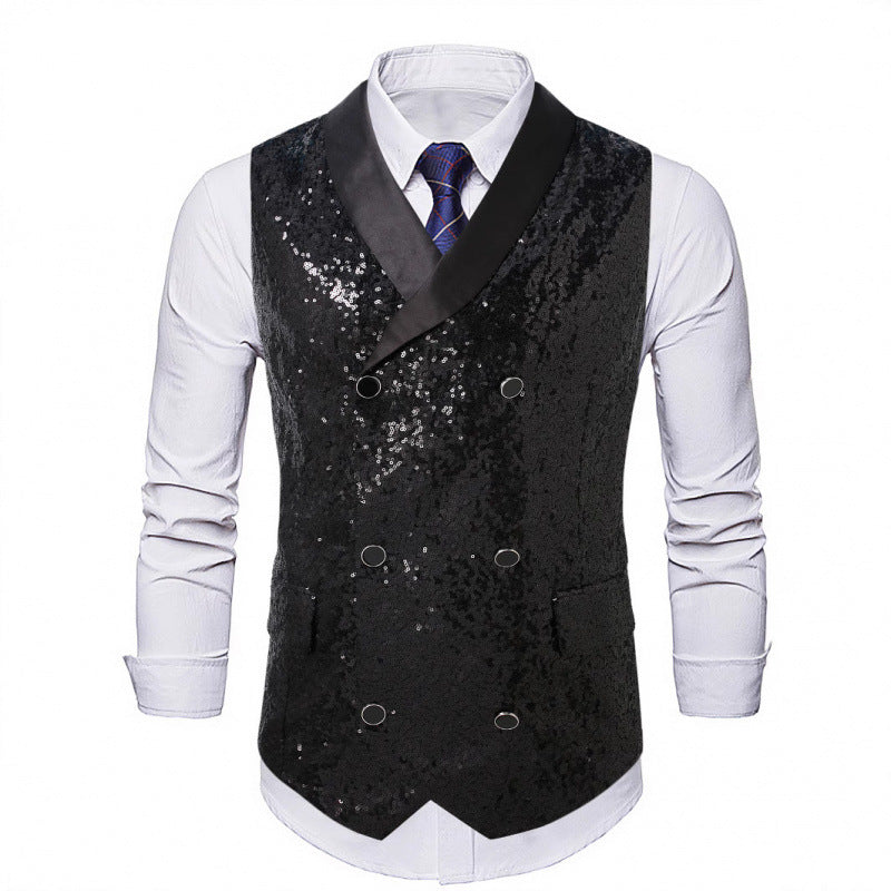 Herren Pailletten Vest Glamour Partyjacke Berlin Style
