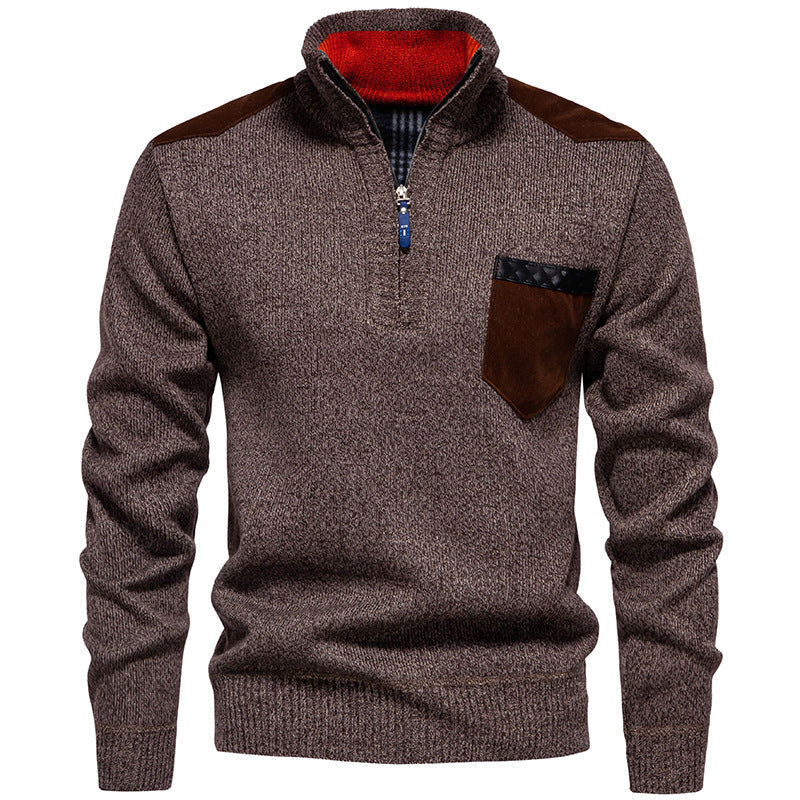 Herren Pullover Stehkragen Modern mit Taschen