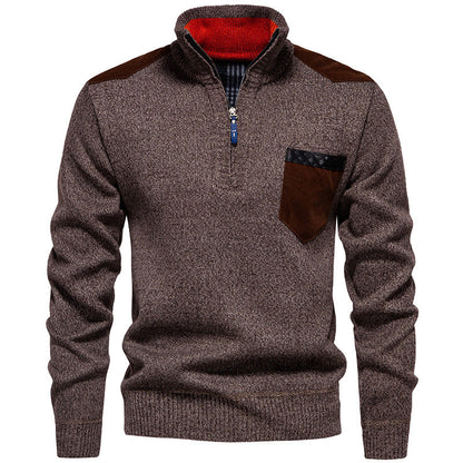 Herren Pullover Stehkragen Modern mit Taschen