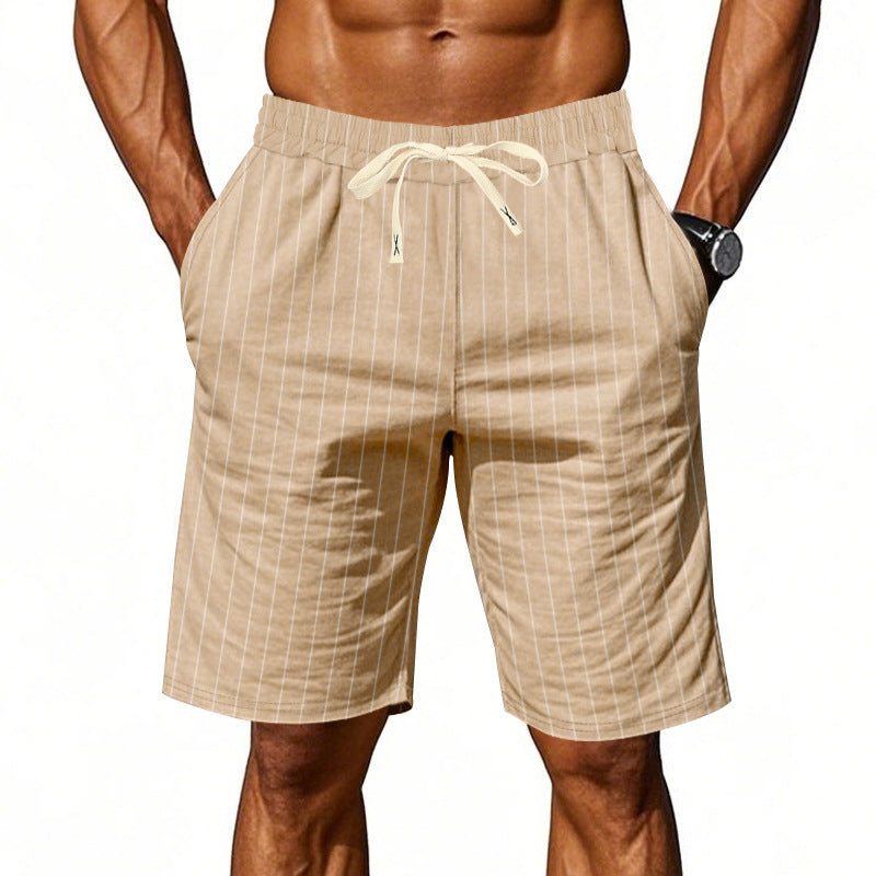 Herren Shorts mit Streifenmuster Elastisch Kordelzug Sommer - BerlinGlamour
