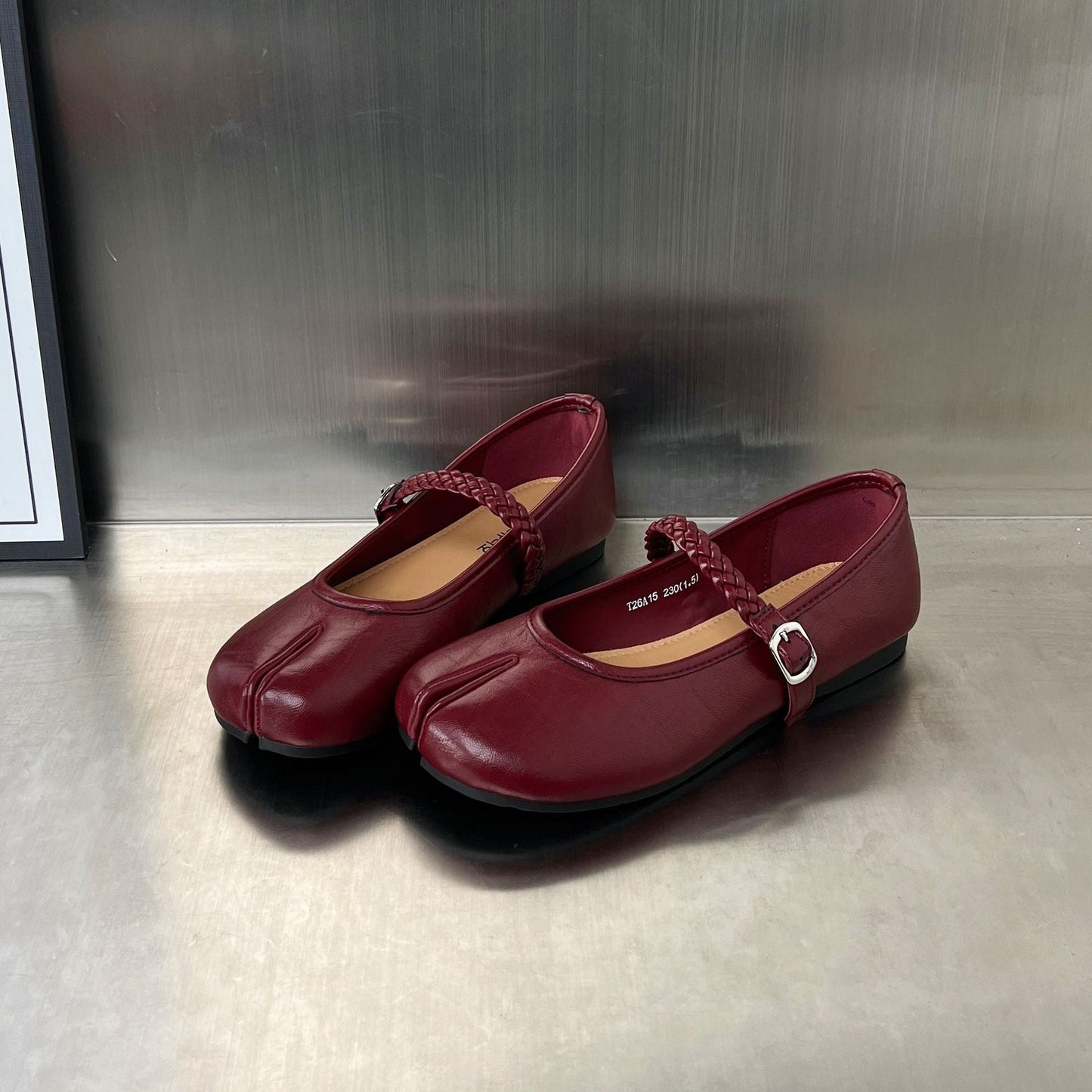 Damen Ballerinas Geflochtener Riemen Weiches Innenfutter