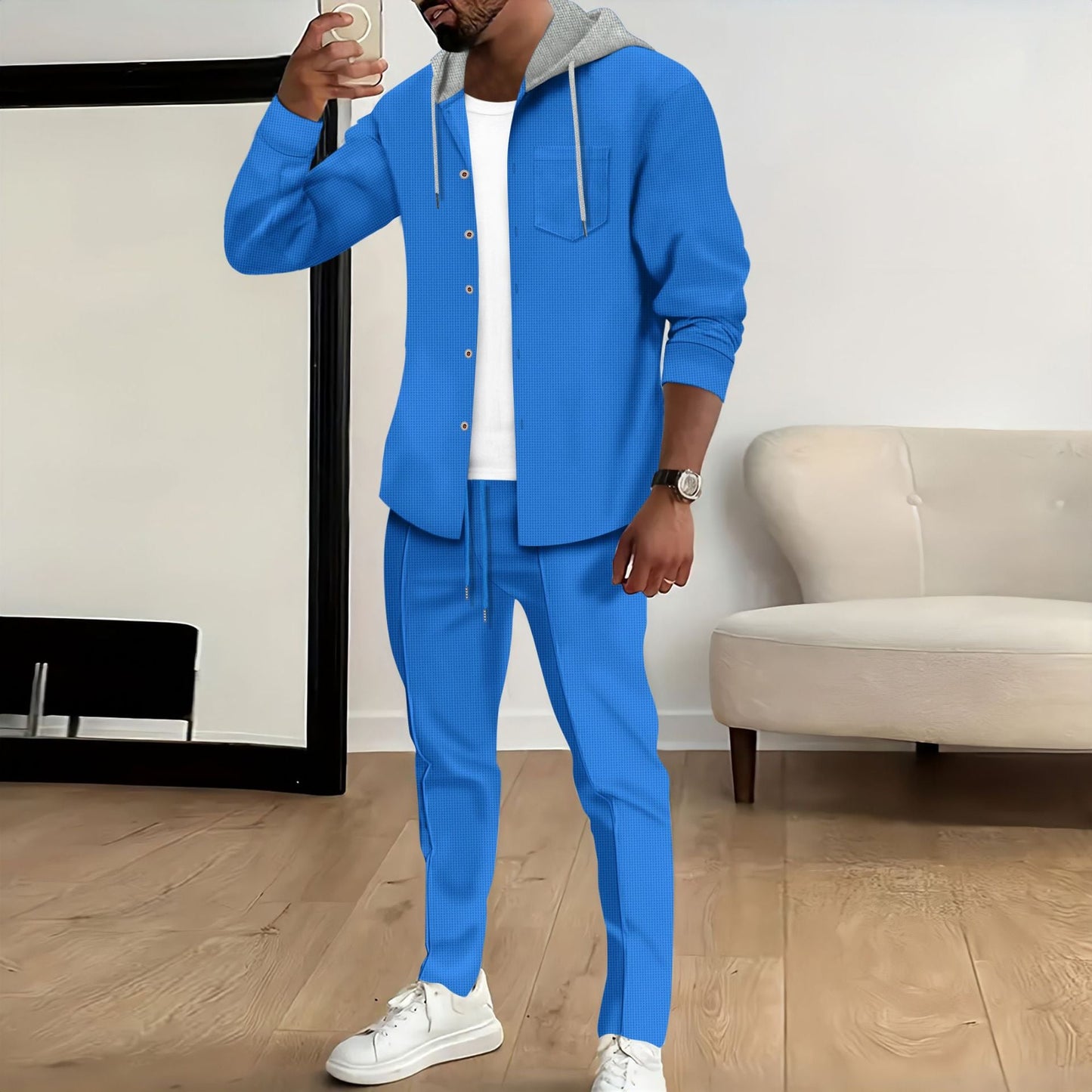 Herren Freizeitanzug Kapuze Taschen Modern Sportlich
