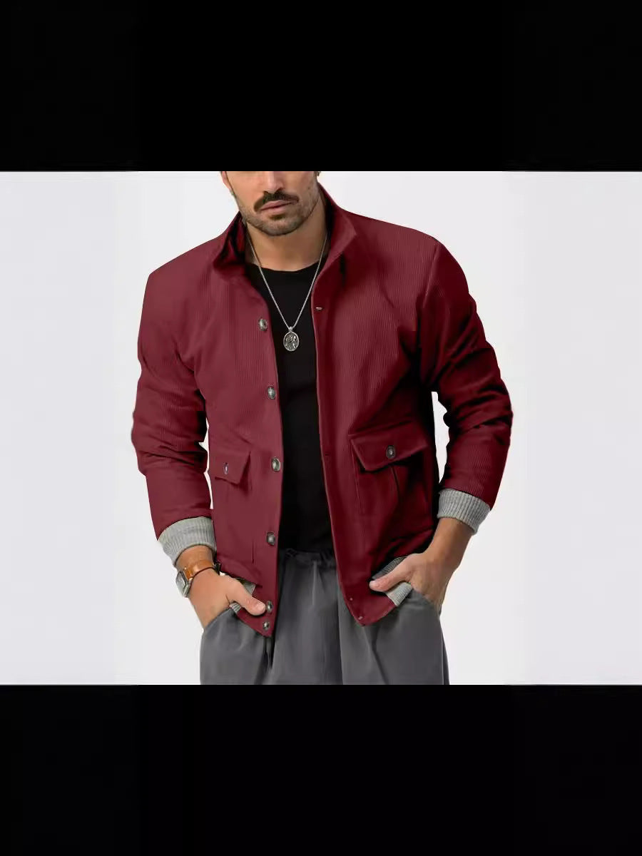 Herren Cordjacke Bequem Lässig Mit Taschen