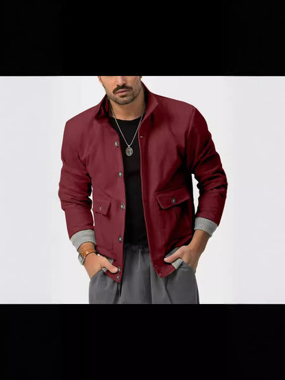 Herren Cordjacke Bequem Lässig Mit Taschen
