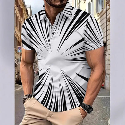 Herren Poloshirt Kurzarm mit Strichmuster Trendig - BerlinGlamour