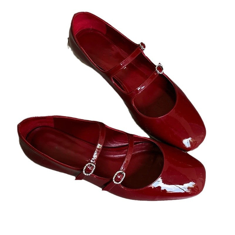 Damen Ballerinas Elegant mit Riemen und Strasssteinen