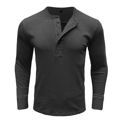 Herren Langarmshirt Knopfvorderteil Modern Strukturiert