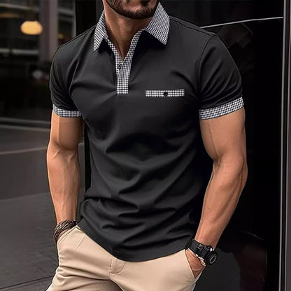 Herren Poloshirt Kariert Modern mit Brusttasche