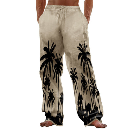 Herren Strandhose Palmen Motiv Leicht Sommer