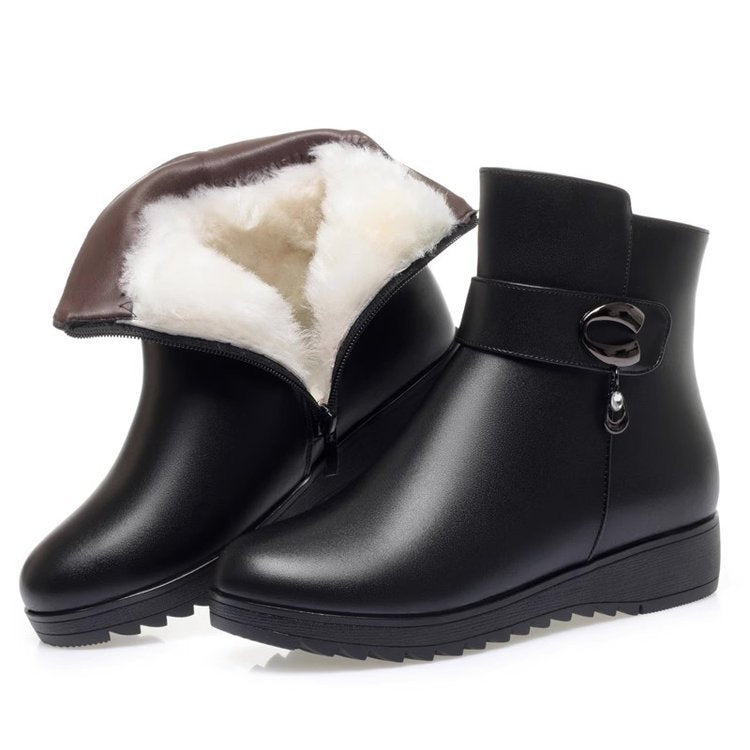 Damen Winterstiefel Gefüttert Schnallen Detail Warm