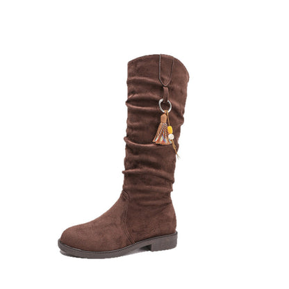 Damen Stiefel Overknee Wildleder Rüschen Design Modern
