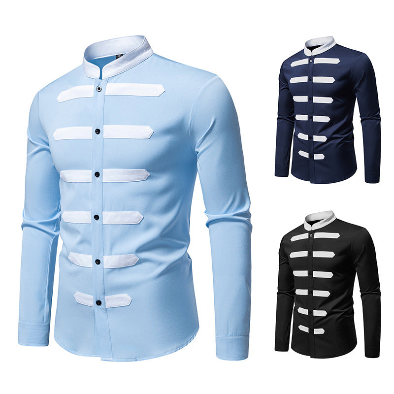 Herren Langarmhemd Modern mit Kontraststreifen SlimFit