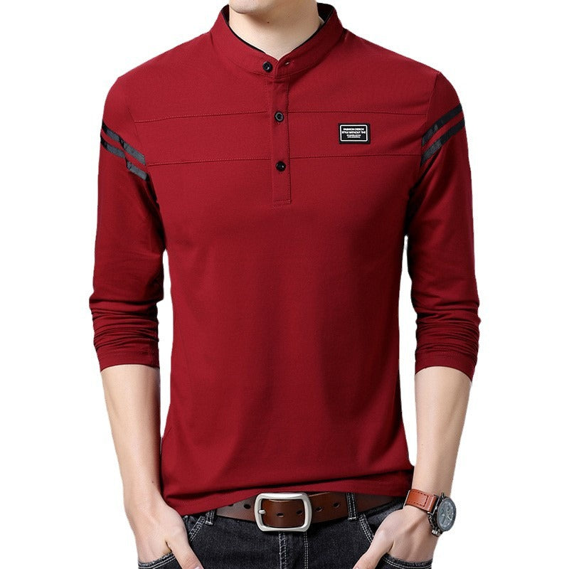 Herren Langarmshirt Mit Kontraststreifen Modern Trendig