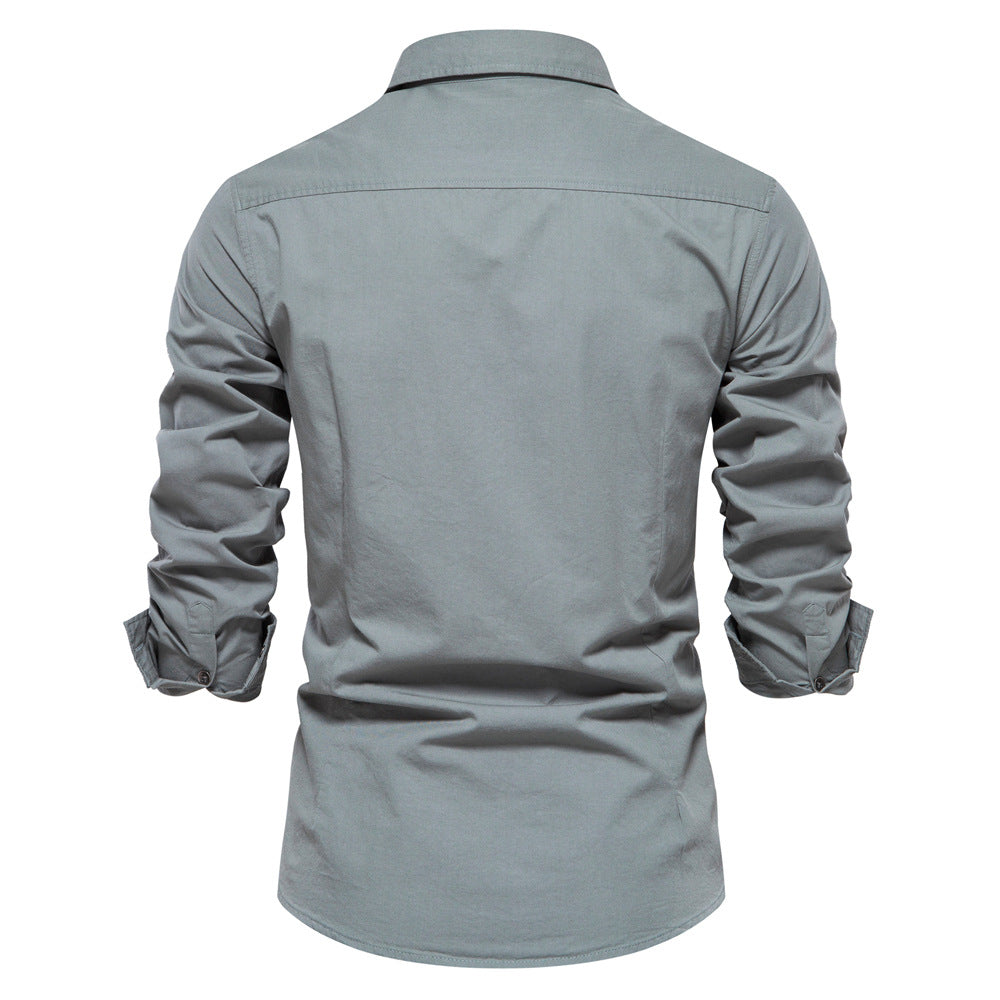 Herren Karohemd Modern Doppelbrusttasche Slim Fit