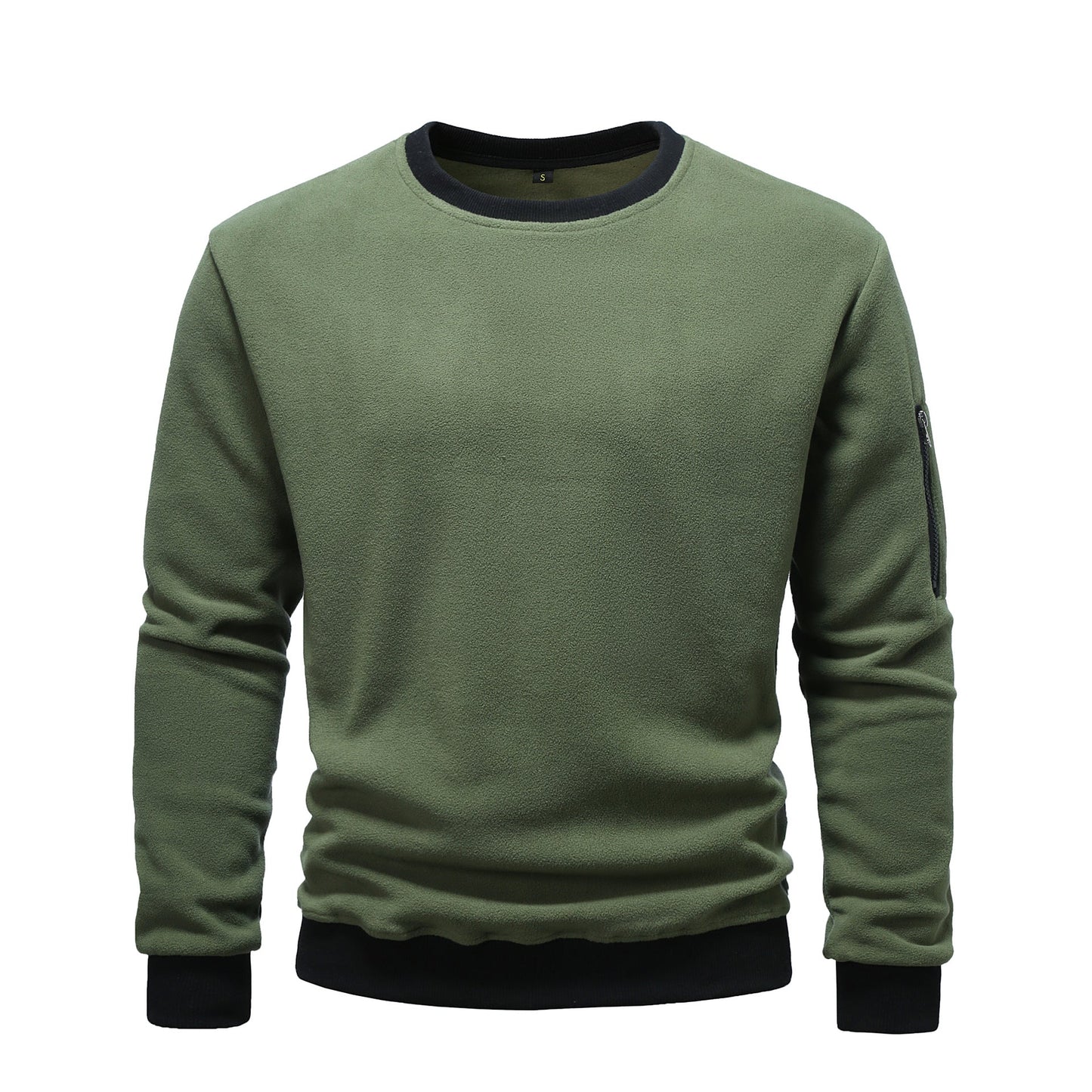 Herren Fleece Pullover Kuschelig Reißverschluss Tasche