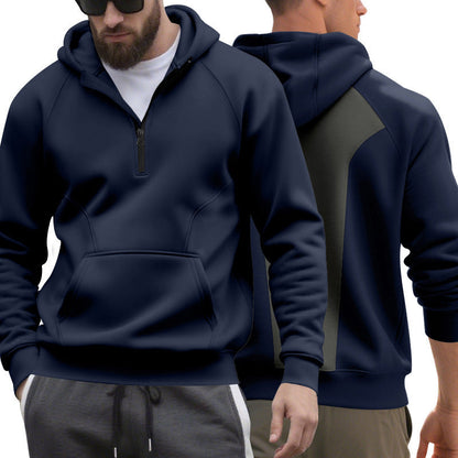Herren Sportpullover Kapuze Kängurutasche Kurzreißverschluss