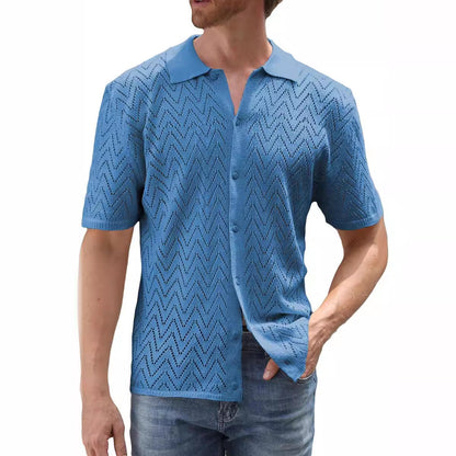 Herren Strickshirt Kurzarm Modern Sportlich