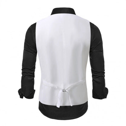 Herren Weste Glitter Pailletten Satin Schwarz