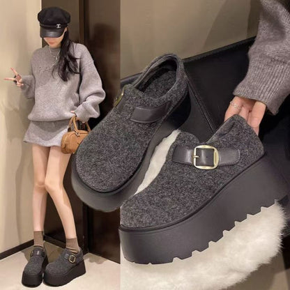 Damen Plattform-Pantoletten Hoch Bequem Schnalle Schuhe - BerlinGlamour