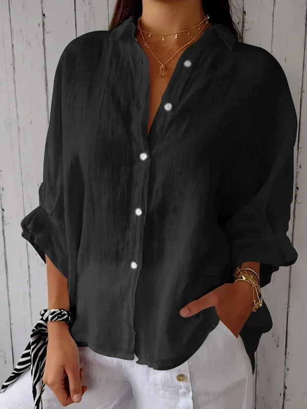 Leichte Damen Leinenbluse mit lockerer Passform Sommer