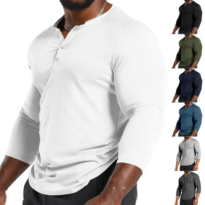 Herren Henley-Shirt Langarm atmungsaktiv Baumwolle Berlin Style - BerlinGlamour