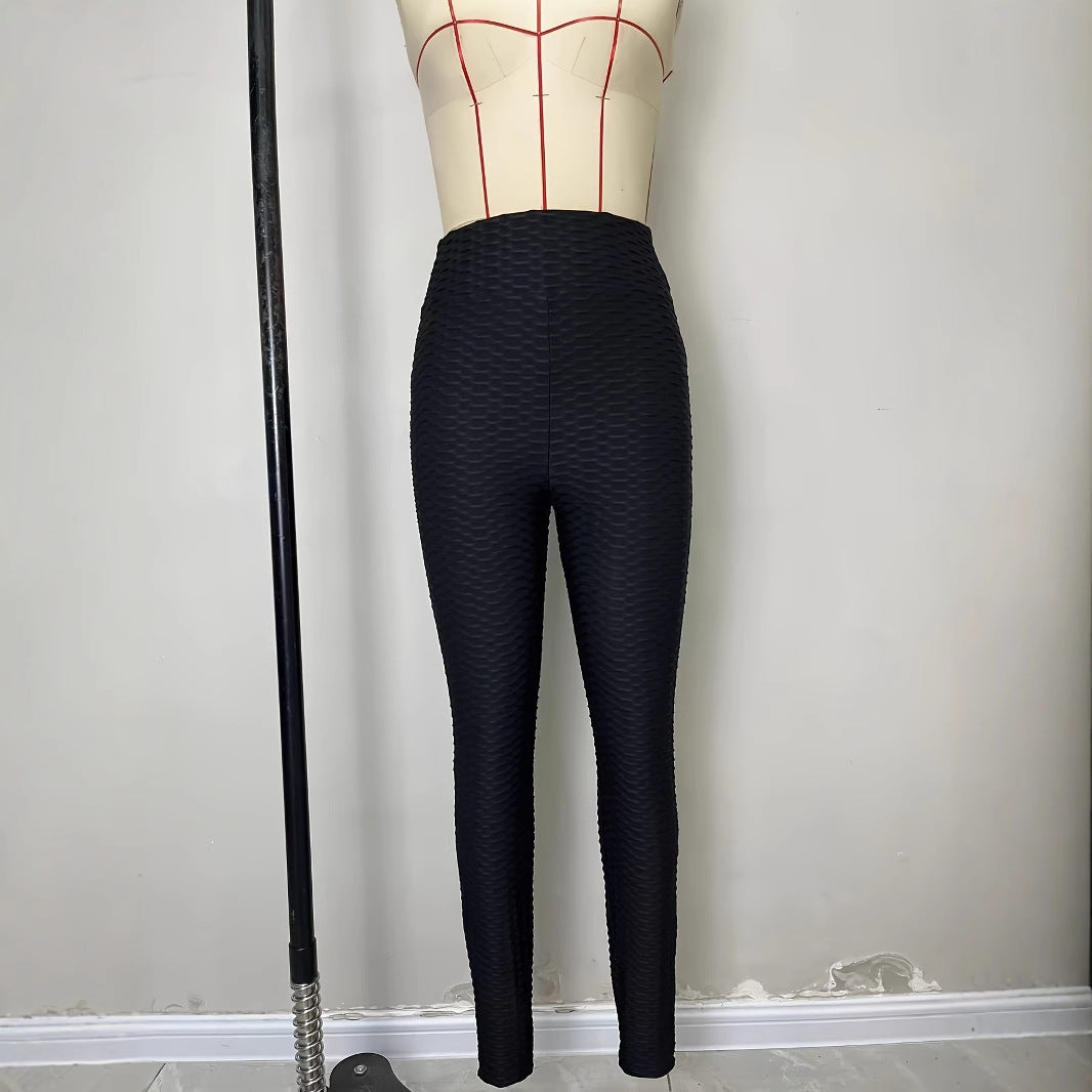 Damen Sportleggings Hochtaillierte Strukturiert Fitnesshose