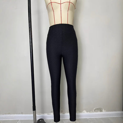 Damen Sportleggings Hochtaillierte Strukturiert Fitnesshose