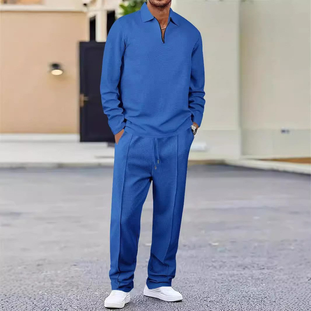 Herren Freizeitset Sportlich Relaxed Fit Stehkragen Modern
