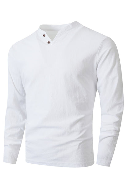 Herren Langarmshirt Elegantes Design Stehkragen Knöpfe Modern