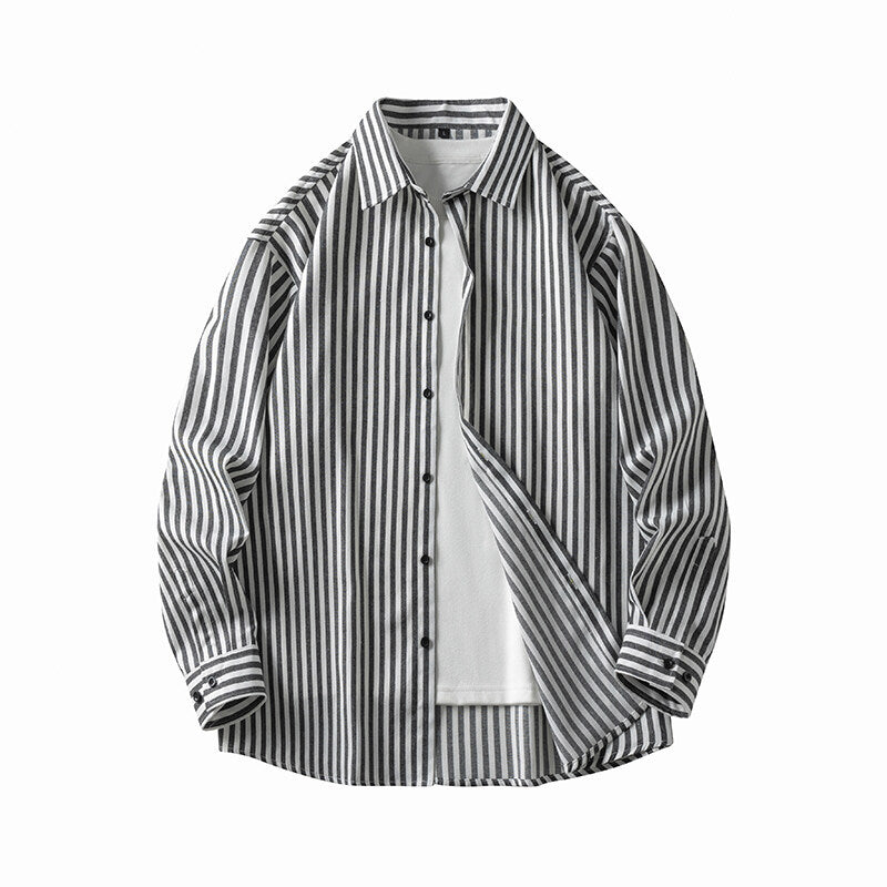 Herren Langarmhemd Streifenmuster Bequem Elegant