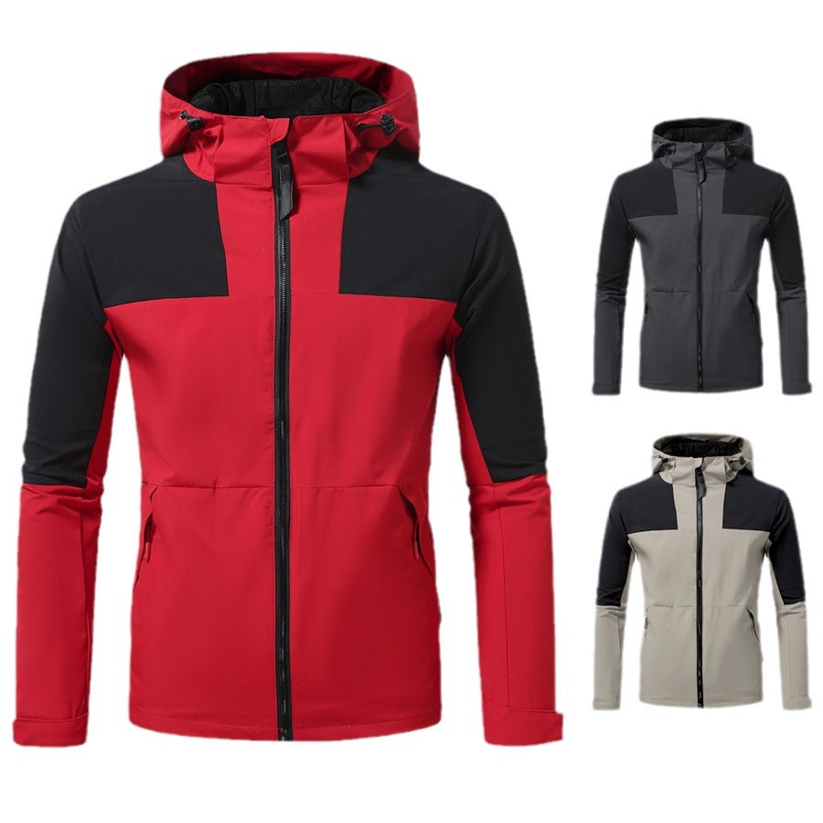 Herren Outdoor-Jacke Wasserdicht mit Verstellbarem Kapuzenbereich