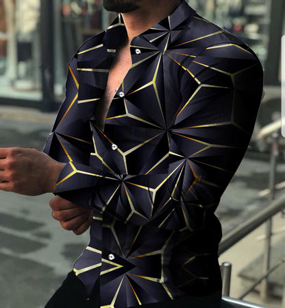 Herren Langarmhemd Modern 3D Design Berlin Style