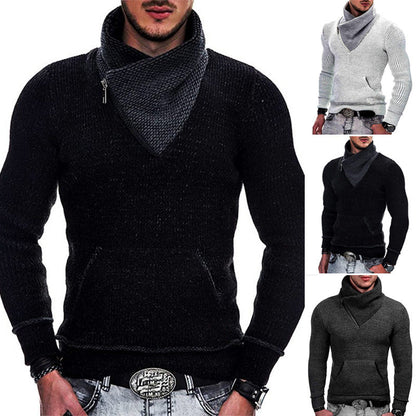 Stylisher Herren Pullover Modern mit Breitem Kragen - BerlinGlamour