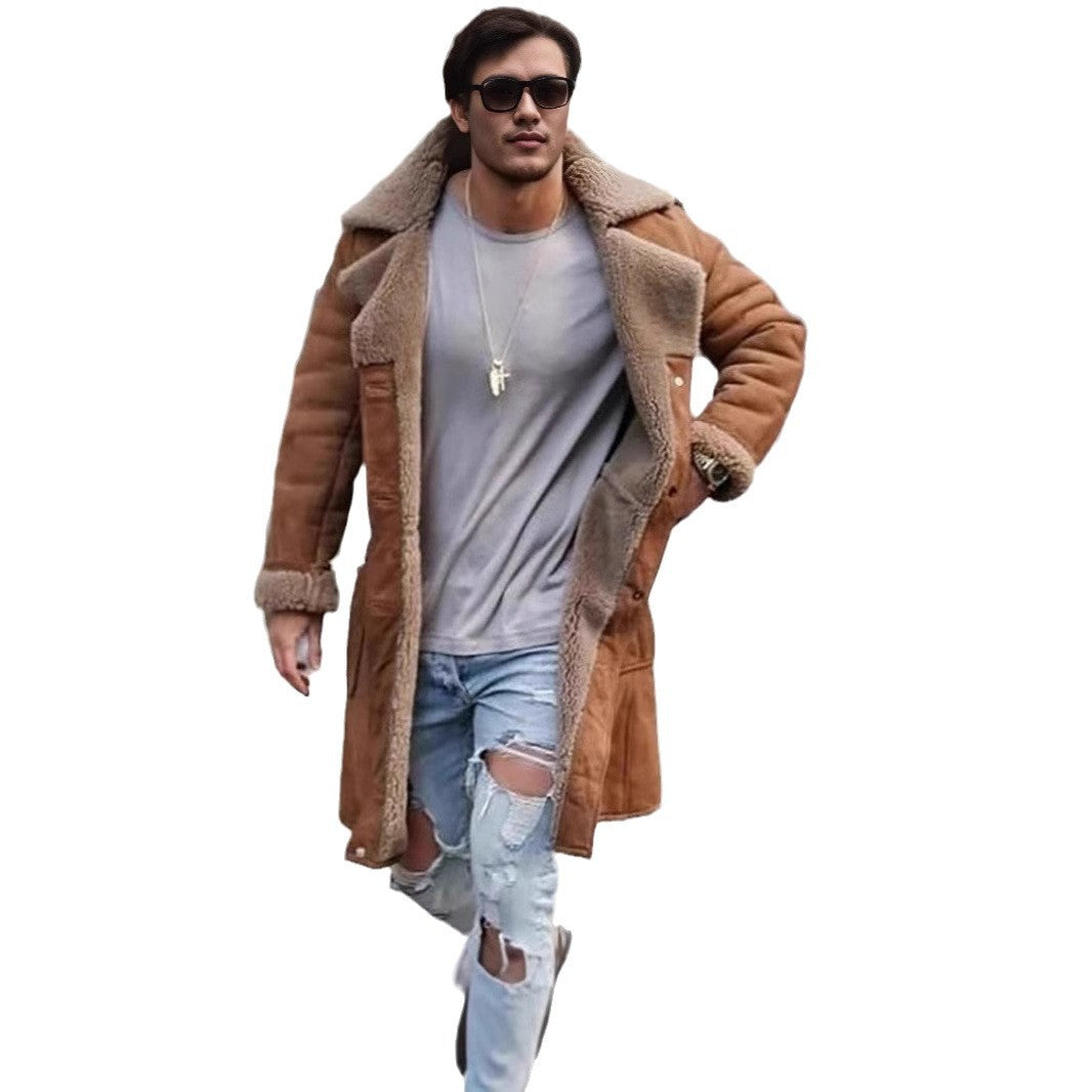 Herren Langmantel Teddyfell Warm Elegant