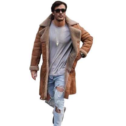 Herren Langmantel Teddyfell Warm Elegant