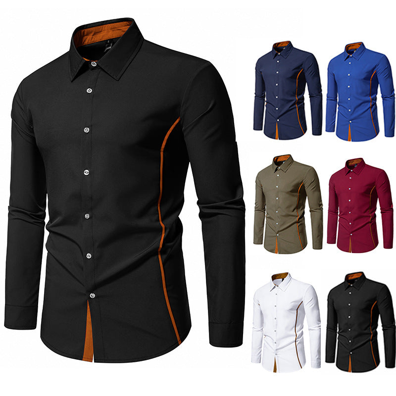 Herren Langarmhemd Elegantes Business Hemd Mit Kontrast