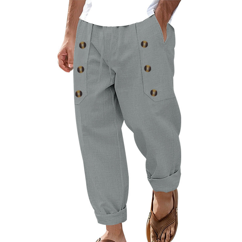 Herren Cargo-Hose Bequem Elastisch Mit Knöpfen