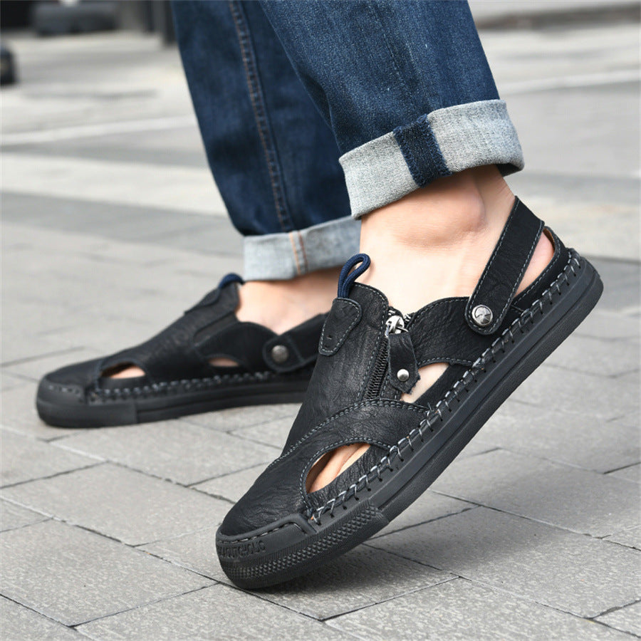 Damen Sandalen Bequem Reißverschluss Freizeitschuhe
