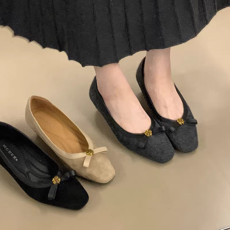 Damen Ballerinas Elegant Schleife Damenschuhe