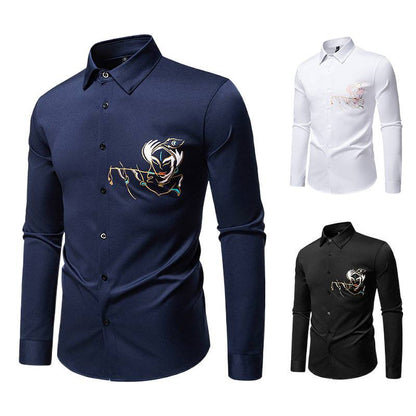 Herren Hemd Langarm Elegant Modern mit Stickerei