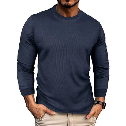 Herren Langarmshirt Modern mit Ripp-Optik Trendig