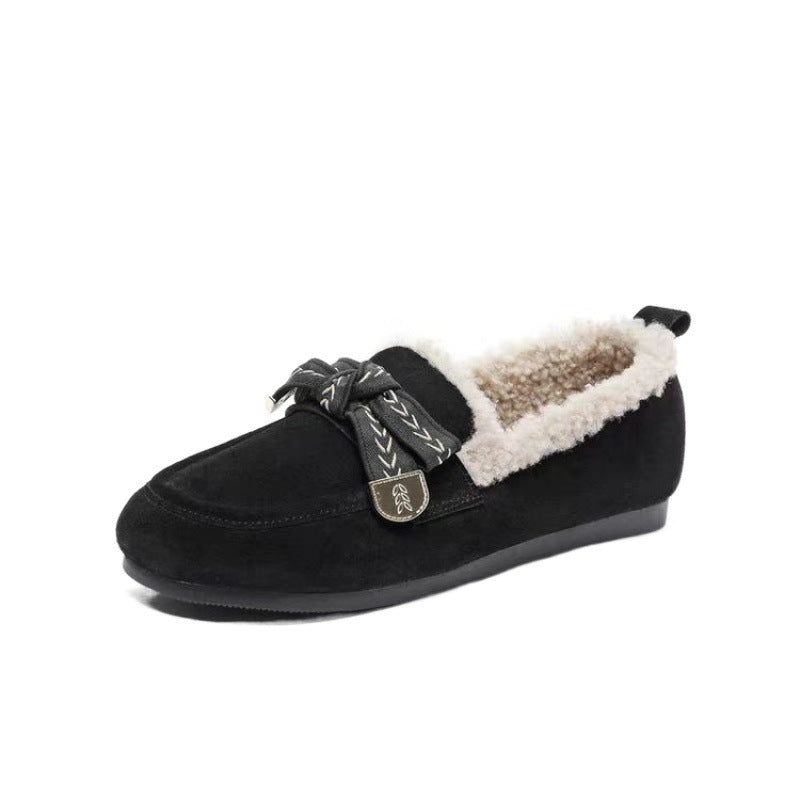 Damen Hausschuhe Weich Plüschig Warm mit Schleife