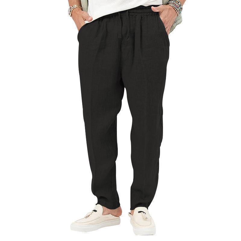 Herren Leinenhose Bequem Elastischer Bund Sommer