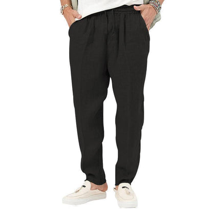 Herren Leinenhose Bequem Elastischer Bund Sommer