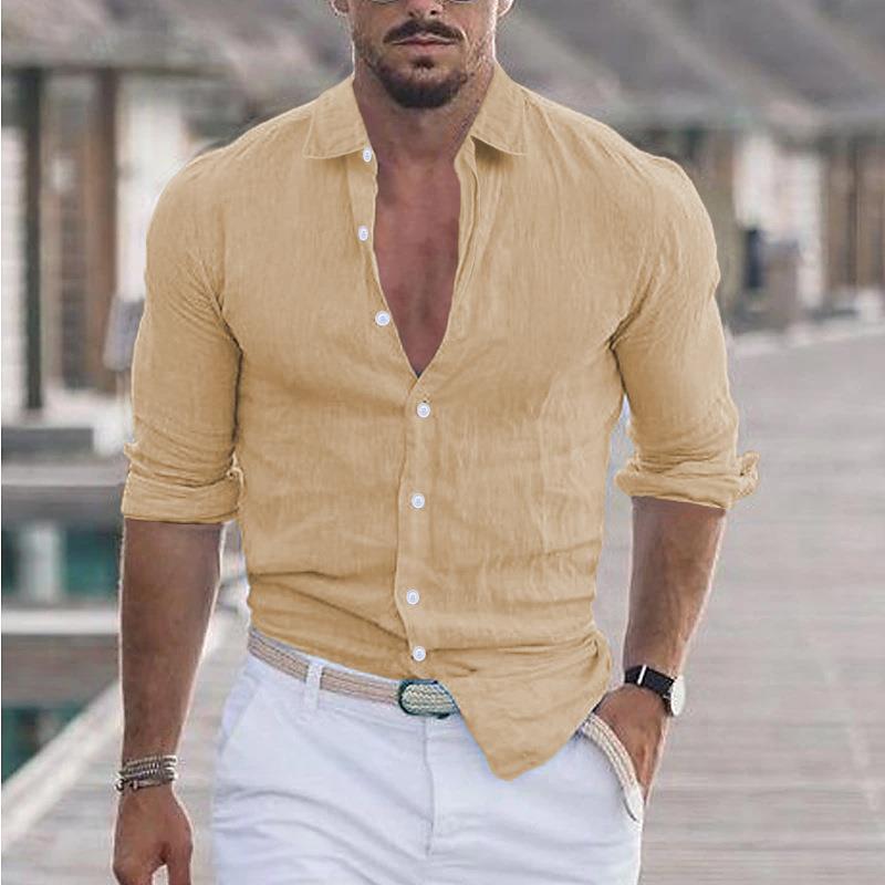Herren Leinenhemd Slim Fit Modern Tailliert