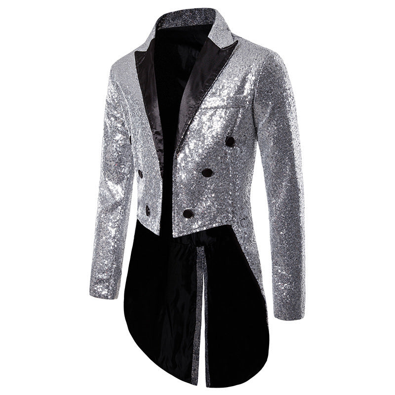 Herren Blazer Elegant Pailletten Asymmetrisch Modern